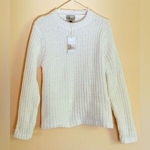 Women’s Ashley Sweater Ivory Ribbed Knit Sweater Size Medium